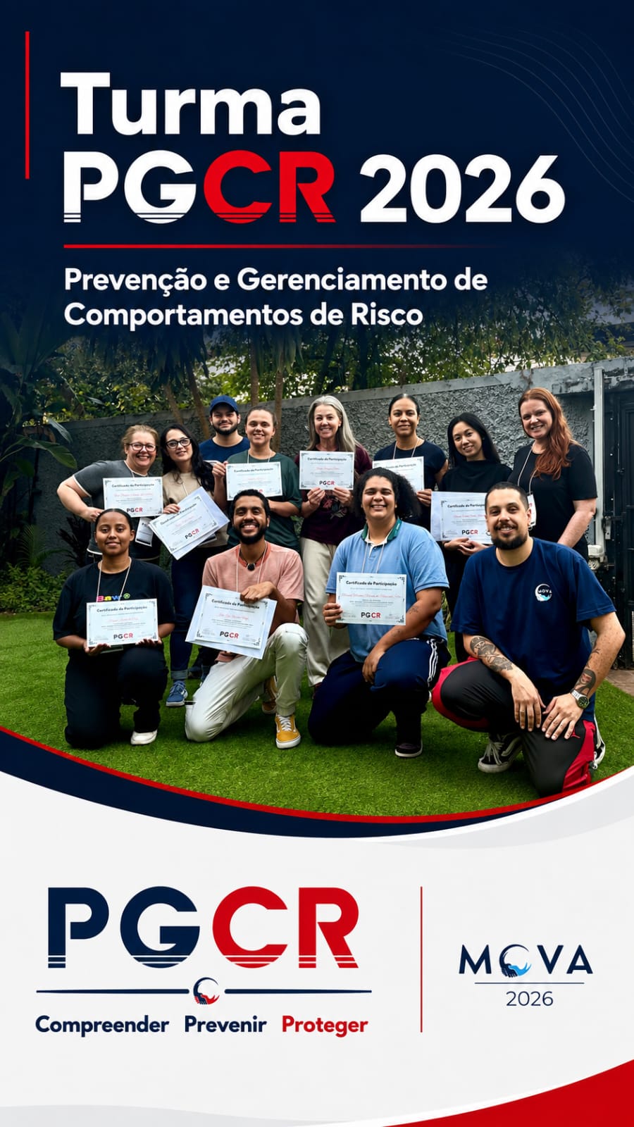 Turma PGCR 2026 reunida com seus certificados